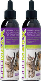 UroMAXX Tratamiento Urinario para Perros y Gatos, Soporte para Vejiga y Riñones, con Arándano y Glucosamina, Sabor a Salmón, 2 Botellas de 177 ml
