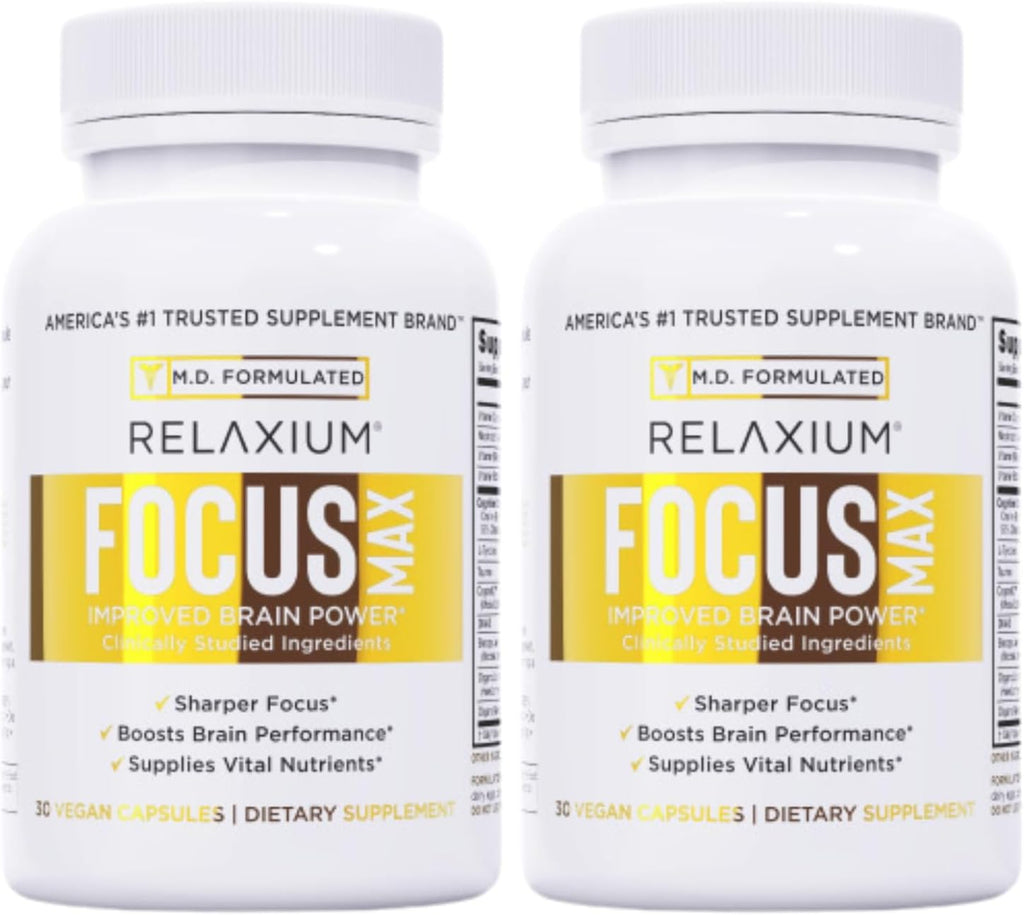 Relaxium FocusMax, Suplemento para la Concentración y la Salud Cerebral – 30 Cápsulas Veganas – Pack de 2
