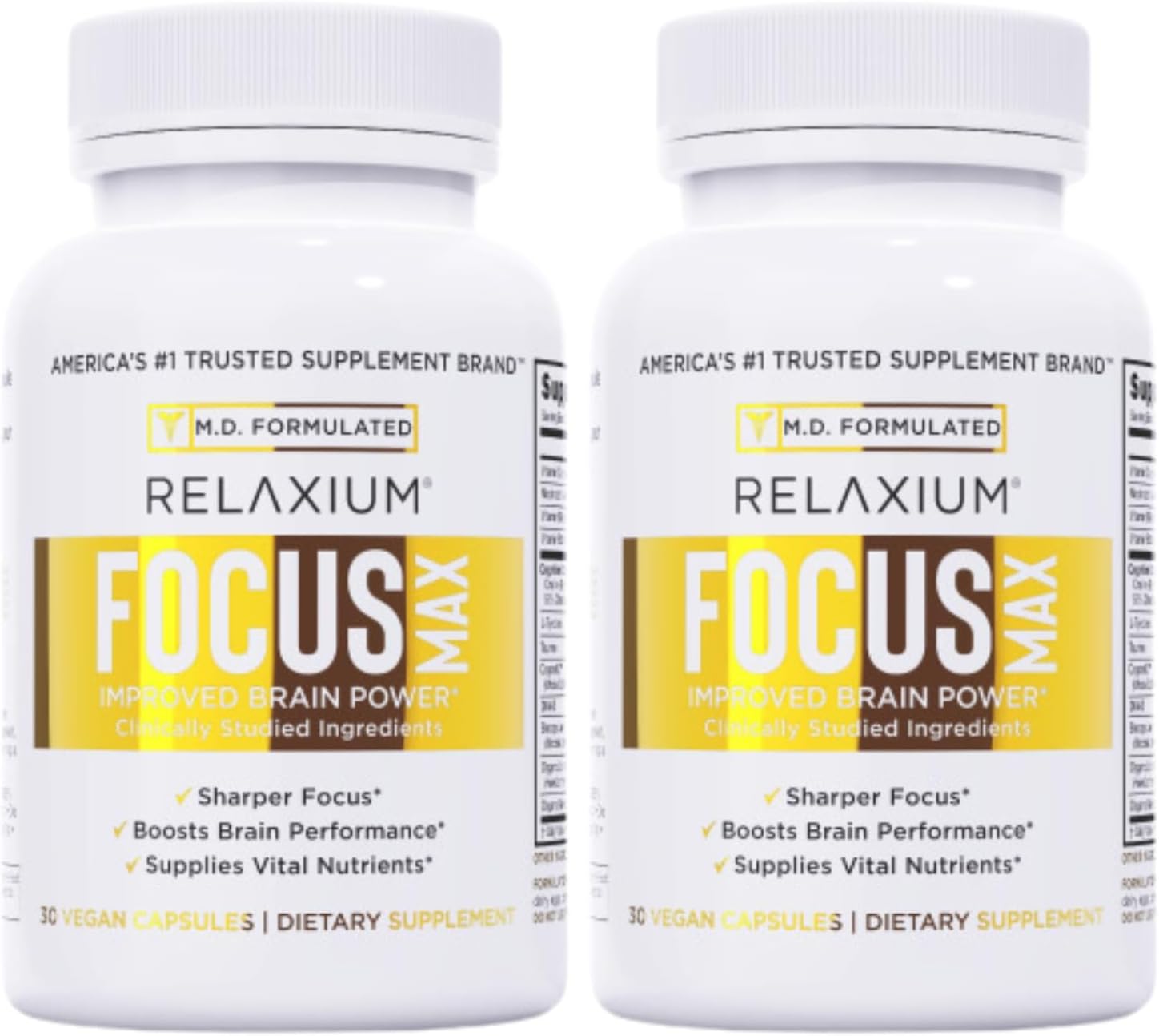 Relaxium FocusMax, Suplemento para la Concentración y la Salud Cerebral – 30 Cápsulas Veganas – Pack de 2