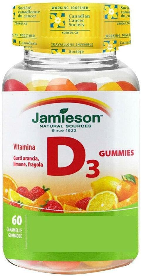 Jamieson Vitamina D Gomitas 1.000 UI - Naranja, Fresa, Limón, 60 unidades