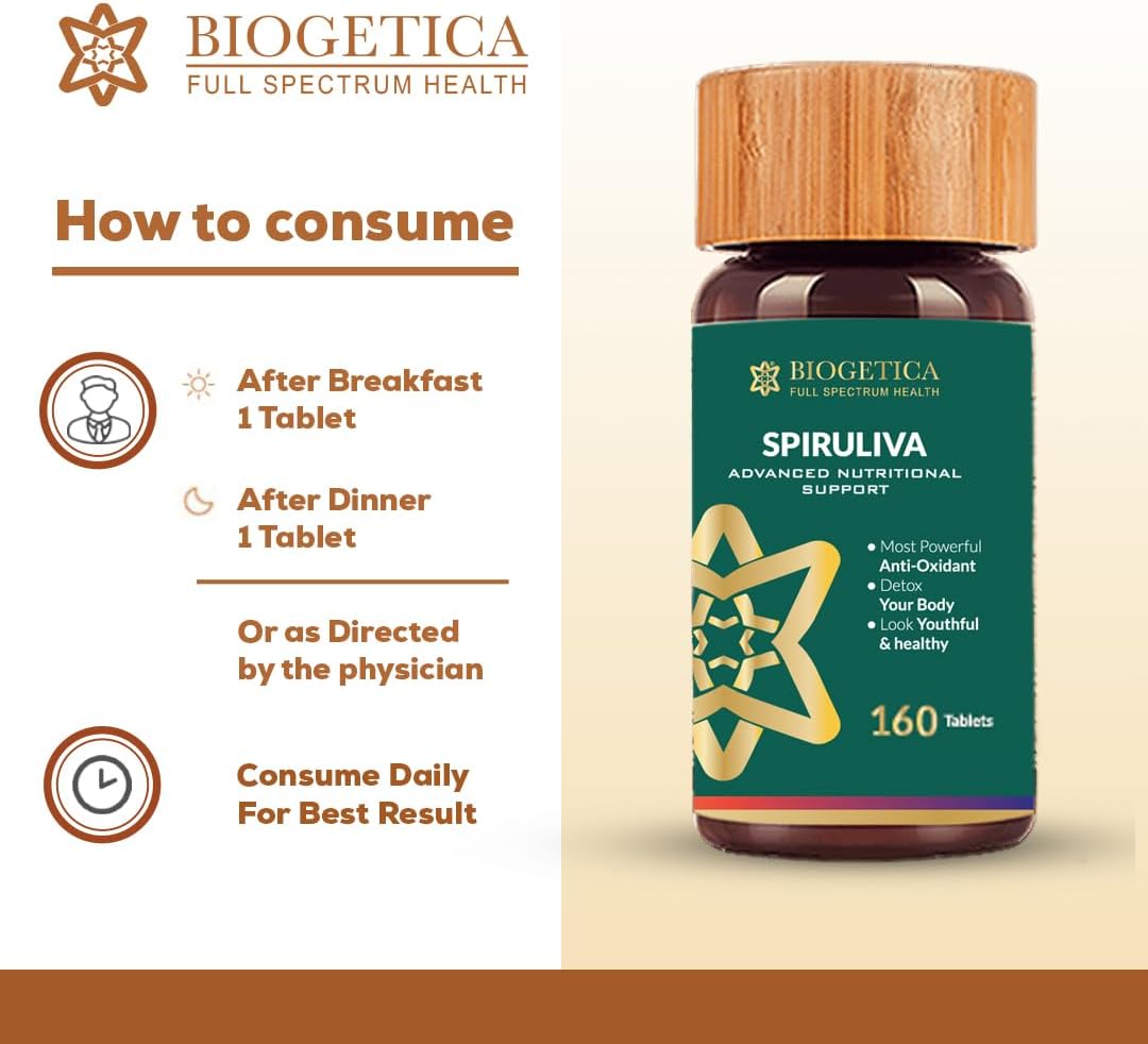 Spiruliva Spirulina Orgánica con Astaxantina - 160 Comprimidos