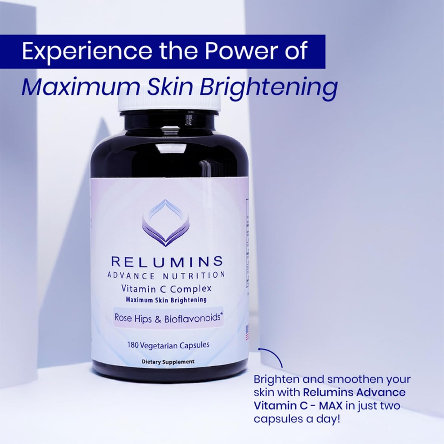 Relumins Vitamina C con Escaramujo - 1000 mg - 180 Cápsulas (30 Días)