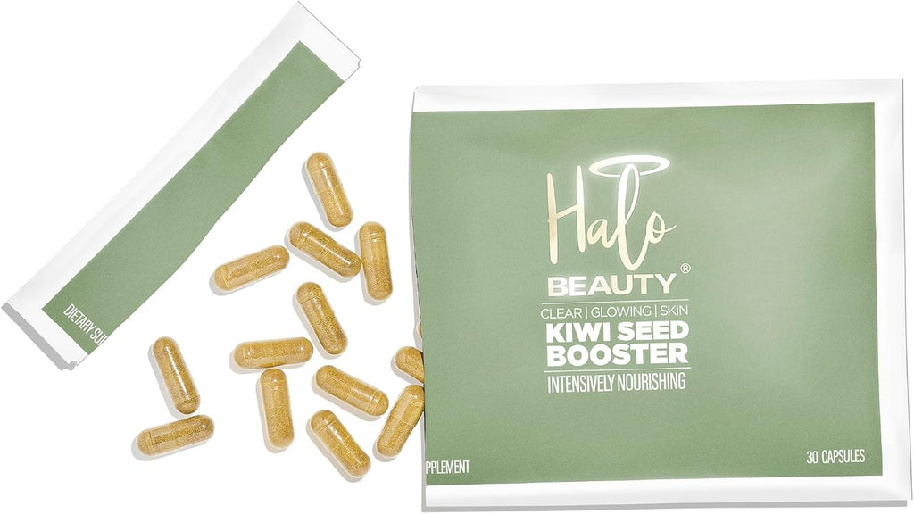 Halo Beauty Kiwi Seed Booster - Suplemento para la piel con kiwi, vitaminas C, D3, MSM y zinc, cápsulas veganas (30 unidades)