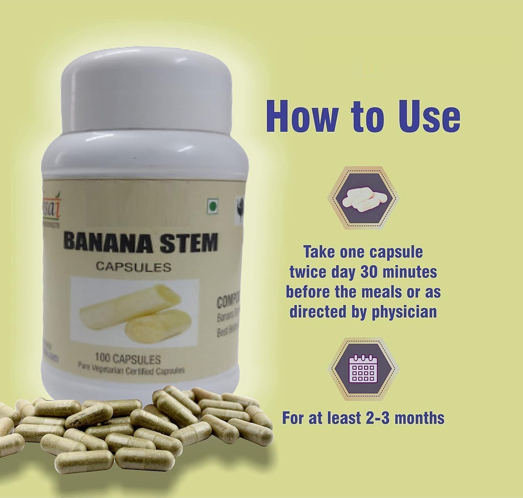 Cápsulas de Tallo de Plátano 500 mg - 100 Cápsulas