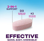 Vitamina D3 K2 5000 UI + 100 mcg MK-7 - 120 Comprimidos Masticables Sabor a Baya