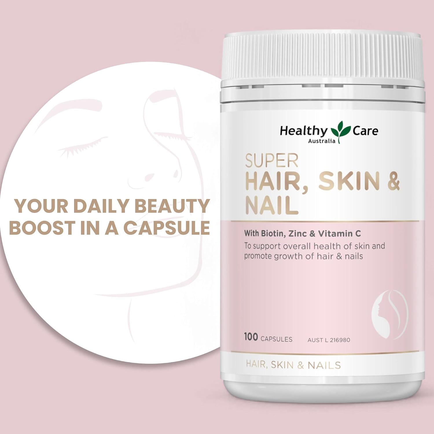 Healthy Care Super Hair Skin & Nails - 100 Cápsulas