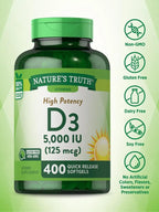 Nature's Truth Vitamina D3 5000 IU - 400 Cápsulas Blandas