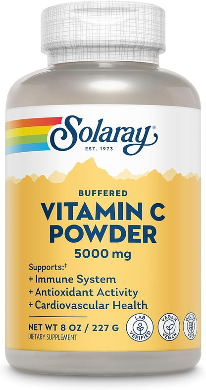 Solaray Vitamina C en Polvo 5000 mg con Calcio - Antioxidante y Apoyo Inmunitario, Vegano, Sin Gluten, 227 g – Image 1