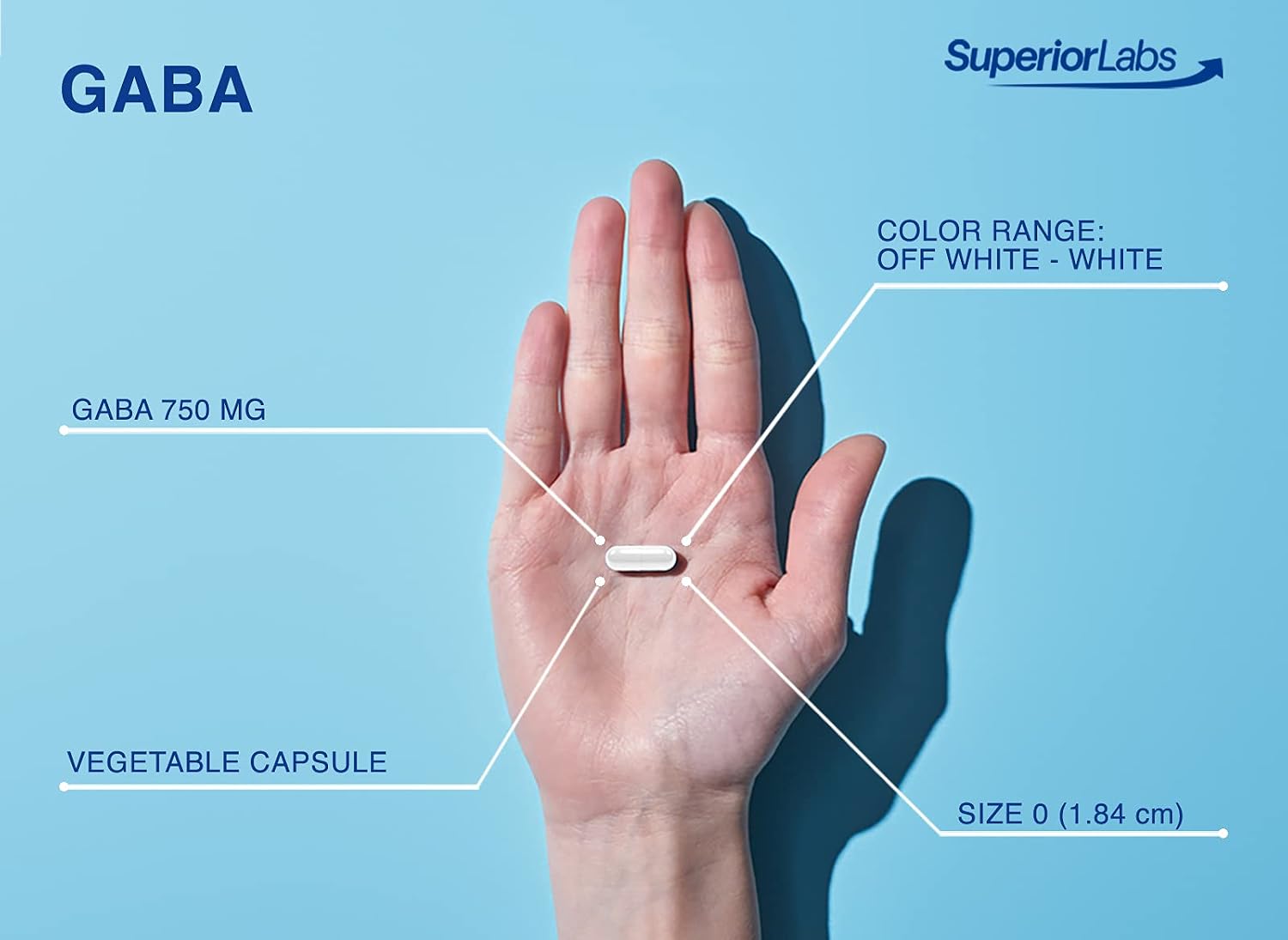 Suplemento GABA 750mg de Superior Labs - Ácido Gamma-Aminobutírico Puro