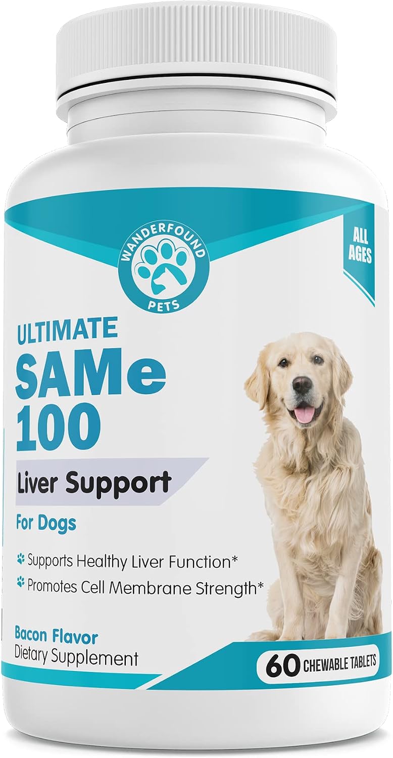 Pawsitive Same 100 - Apoyo Hepático para Perros con SAMe, 60 Comprimidos Masticables Sabor Bacon