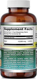 Amazing Formulas Biotina 10.000 mcg - 60 Comprimidos de Disolución Rápida Sabor Cítricos