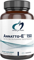 Designs for Health Annatto-E 150mg Tocotrienoles - Complejo de Vitamina E DeltaGold con Delta + Gamma Tocotrienoles - Apoyo Cardiovascular, Envejecimiento Saludable y Antioxidante - No GMO (30 Cápsulas Blandas)
