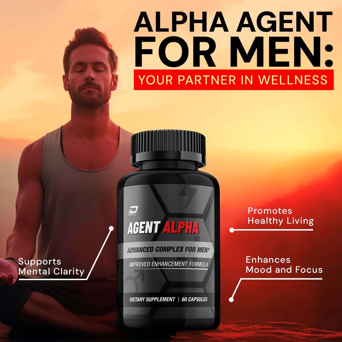 Agent Alpha para Hombres - Complejo Multivitamínico y Mineral (2 Paquetes, 120 Cápsulas)