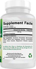 Best Naturals P5P Vitamina B6 (Piridoxal 5 Fosfato) 100 mg - 120 Comprimidos - Forma Activa de Vitamina B6