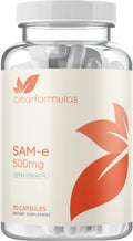 Clear Formulas Bioactive SAM-e 500 mg - Suplemento de SAM-e de Alta Potencia con Forma Bioactiva S,S - Vegano, Sin Gluten - 30 Cápsulas