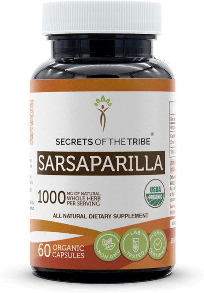 Secrets of the Tribe Zarzaparrilla Orgánica 1000 mg – 60 Cápsulas Vegetales – Image 1