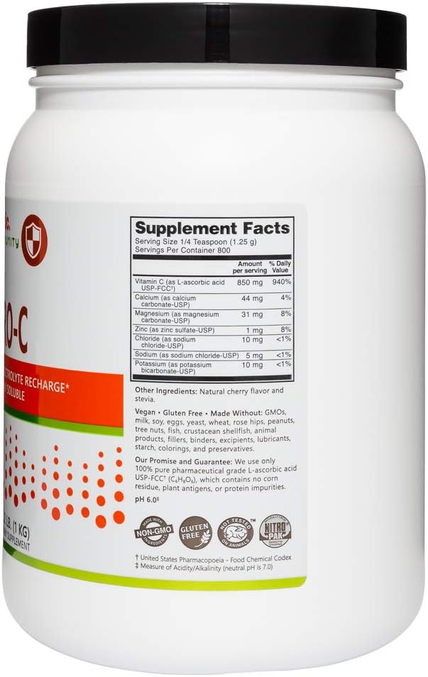NutriBiotic Cherry Electro-C Polvo de Vitamina C y Electrolitos, 2.2 Lb (1000 g)