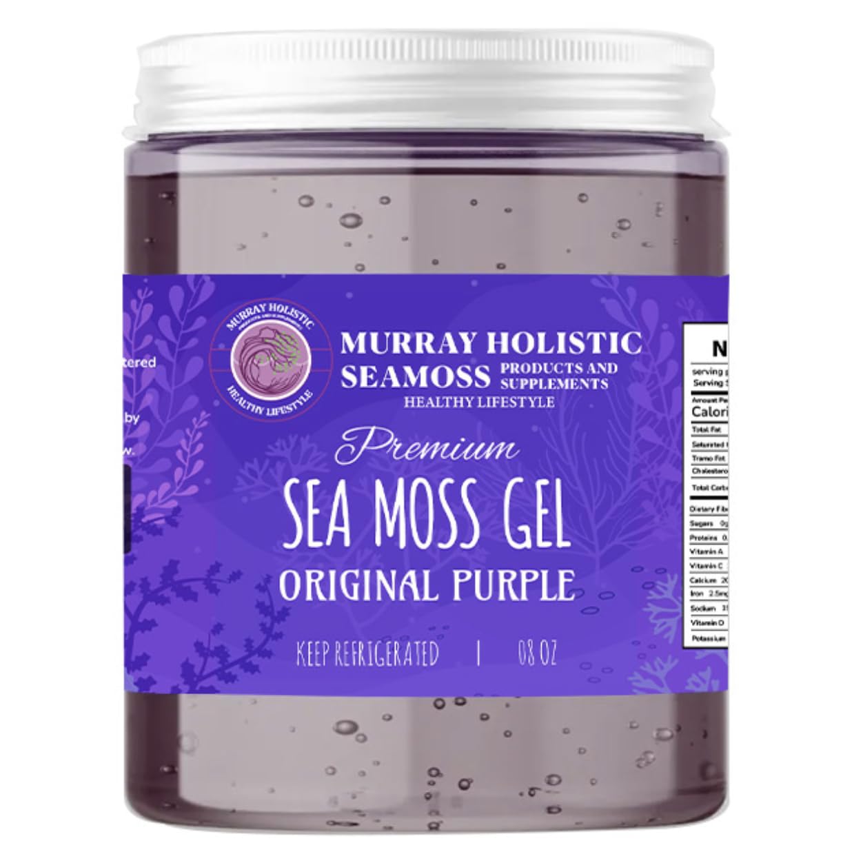 Sea Moss Gel Orgánico Crudo Púrpura Chondrus Crispus (Musgo Irlandés) - 8 oz
