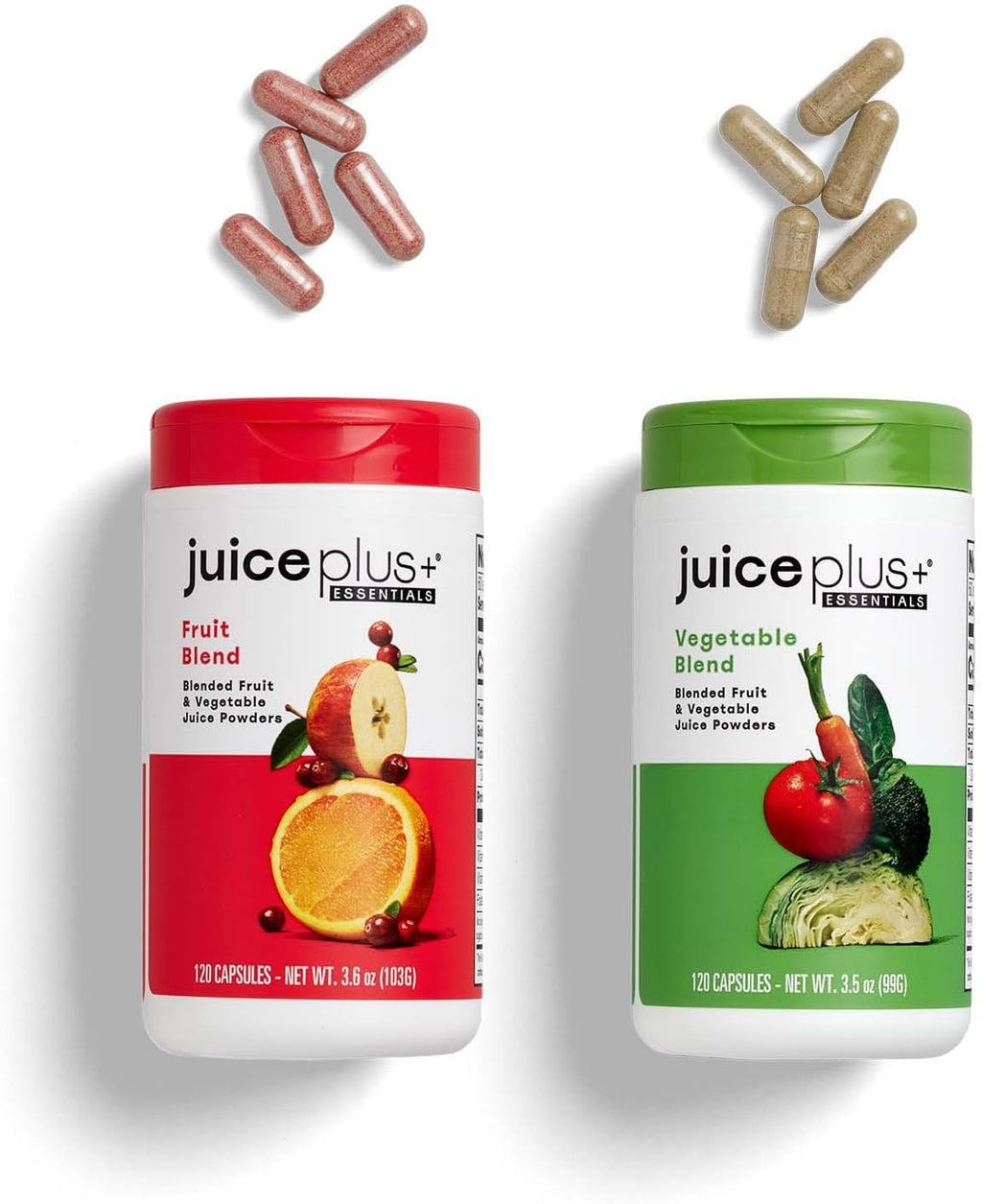JuicePlus+ Fruit and Vegetable Supplement – Mezcla de 20 Frutas y Verduras, 2 Botellas (120 Dosis)