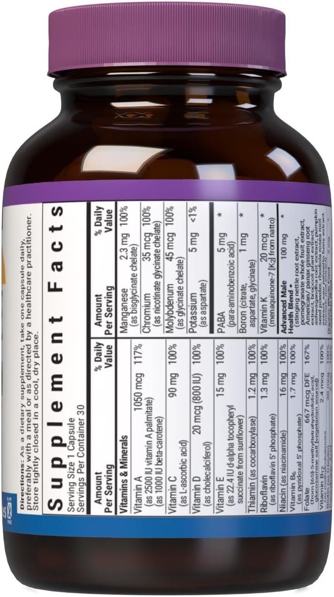 Bluebonnet Nutrition One for Men Multivitamínico Completo - 30 Cápsulas Vegetales