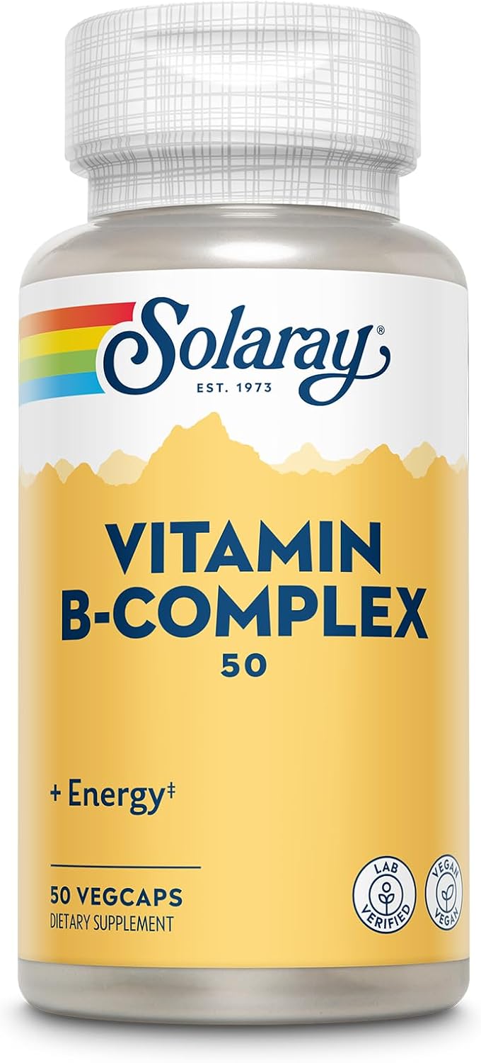 Solaray B-Complex 50 mg - Cellular Energy and Metabolism Support, Vegan, 50 Capsules