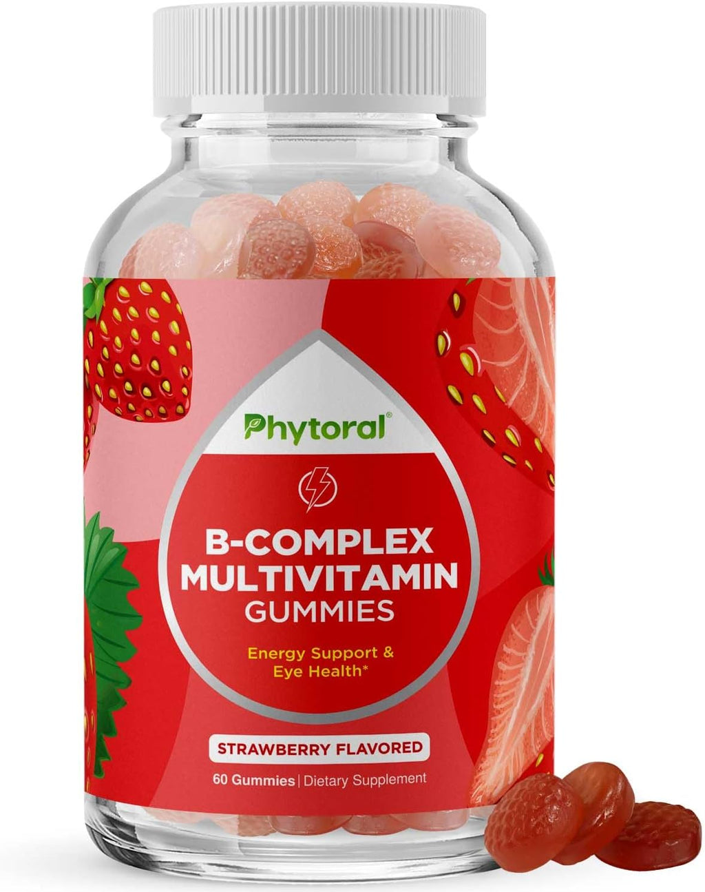 Complejo B en Gominolas para Adultos y Niños - Vitaminas B1, B2, B3, B6, B12 y Folato con Vitamina C - 60 Gominolas