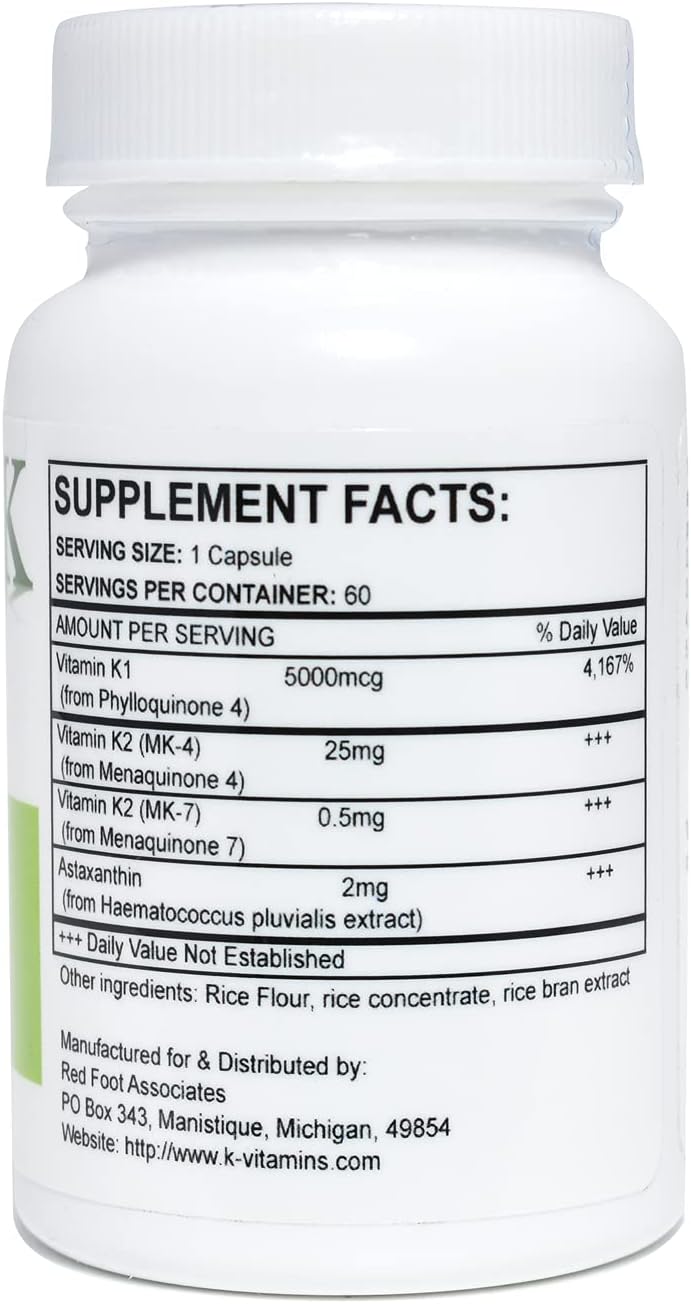 Koncentrated K - 30.5 mg de Vitaminas K y 2 mg de Astaxantina, 60 Cápsulas