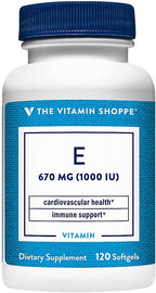 The Vitamin Shoppe Vitamina E 1000 UI - Suplemento Antioxidante para la Salud de la Piel y la Función Inmunitaria (120 Softgels)