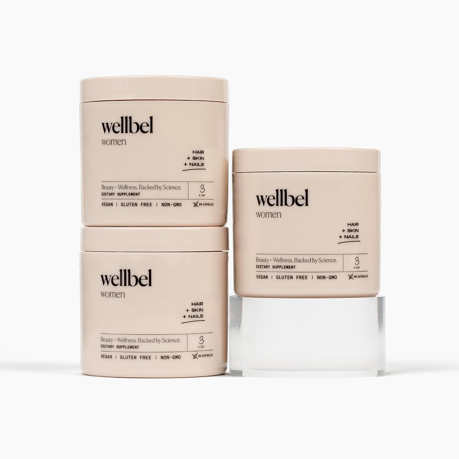 WELLBEL Women Clean Supplement for Hair, Skin, and Nails, Vegan, Gluten Free and Non GMO 90 Count (3 Pack)