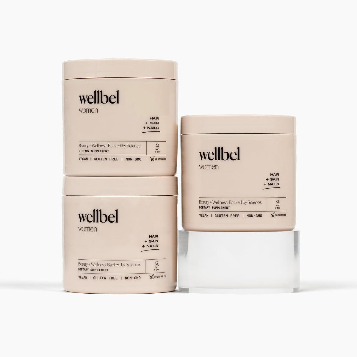 WELLBEL Women Clean Supplement for Hair, Skin, and Nails, Vegan, Gluten Free and Non GMO 90 Count (3 Pack) – Image 1