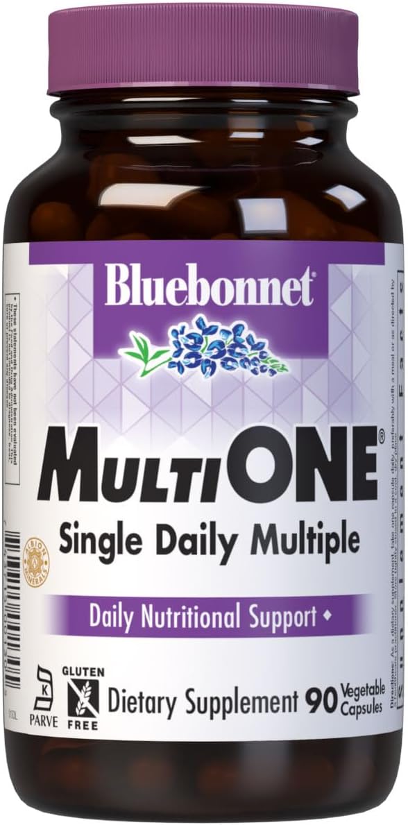 Bluebonnet Nutrition Multi One con Hierro - Complejo Multivitamínico y Mineral - 90 Cápsulas Vegetales - Sin Gluten, Sin Lácteos, Kosher