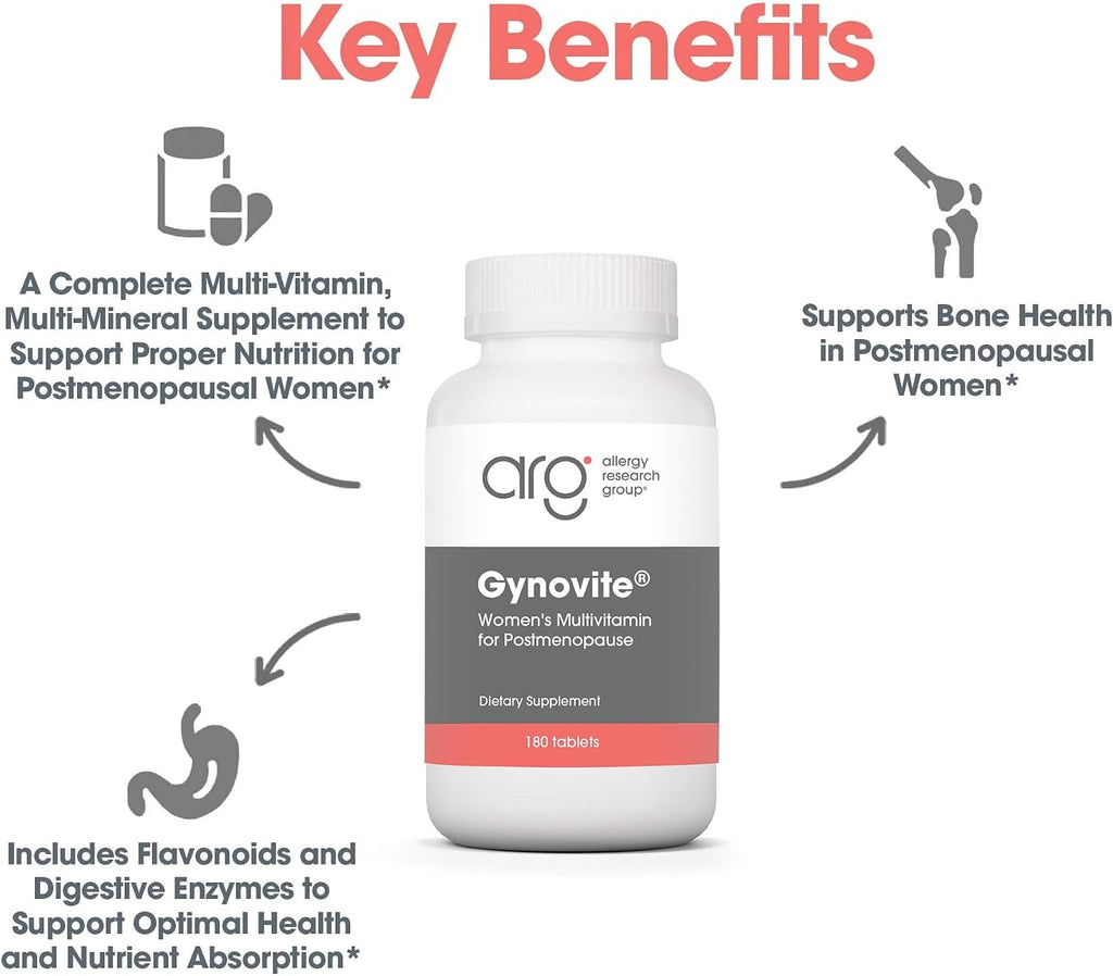 Optimox Gynovite Plus - Multivitamínico y Multimineral para Mujeres - Apoyo Postmenopáusico con Magnesio, Vitamina D3, Biotina y Enzimas Digestivas - 180 Comprimidos