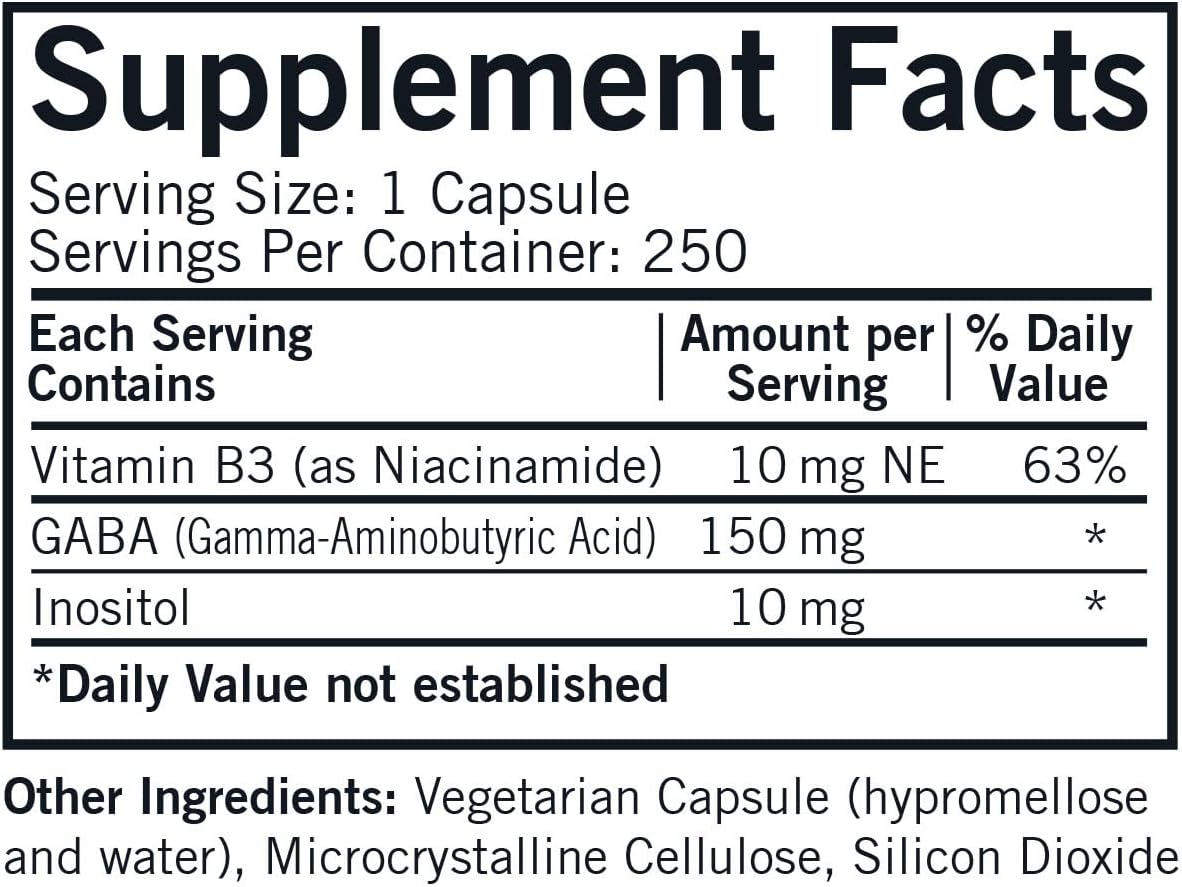 GABA 150 mg con Niacinamida e Inositol - Hipoalergénico, 250 cápsulas