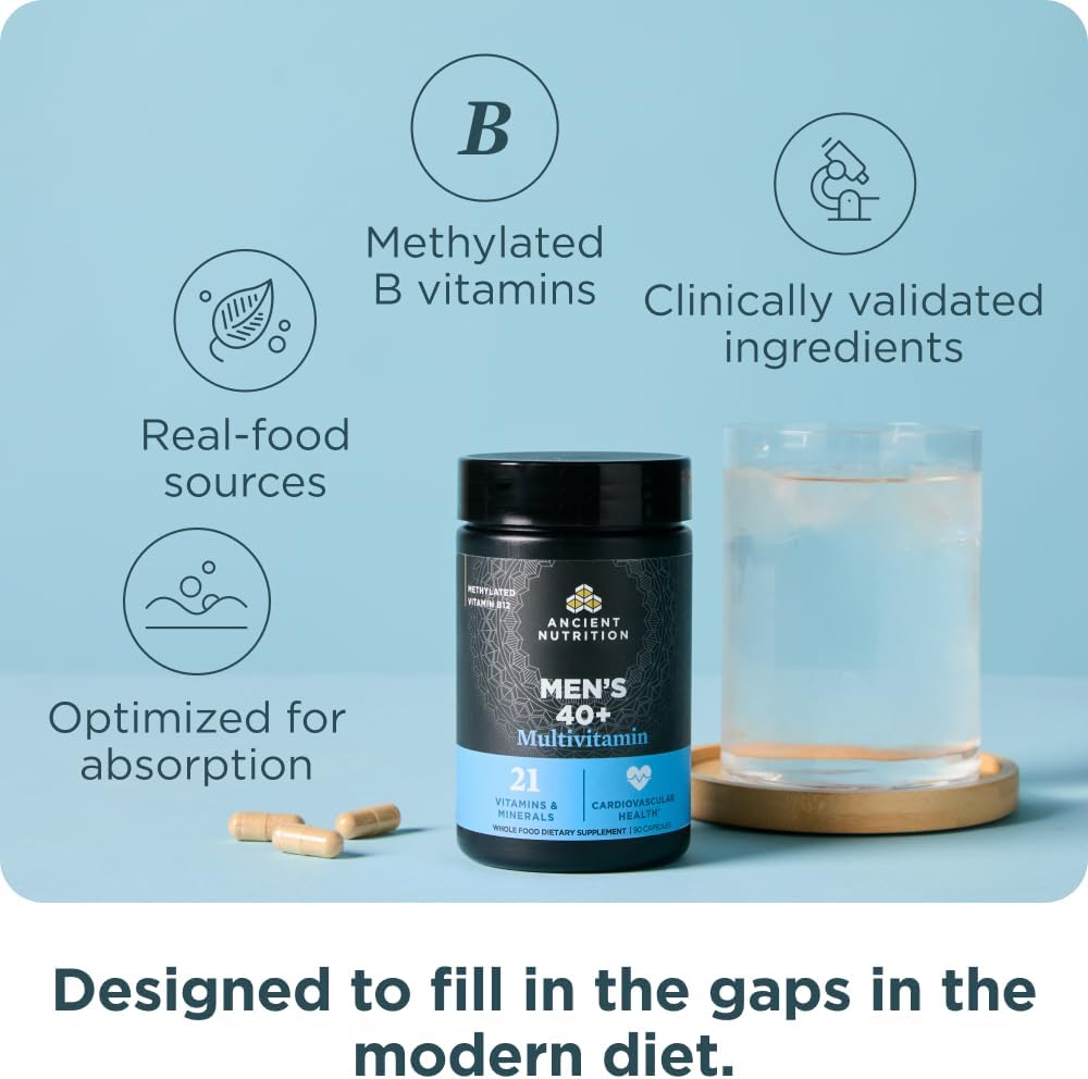 Ancient Nutrition Men's 40+ Multivitamínico 3 Días, 90 Cápsulas