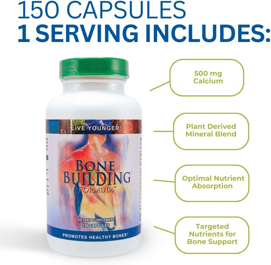 Youngevity Bone Building Formula™ - Calcio, Magnesio, Vitamina D3 y Glucosamina para la Salud Ósea (150 Cápsulas)
