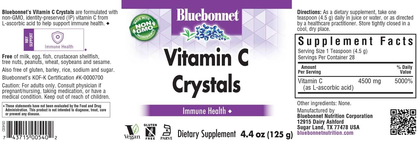 Bluebonnet Nutrition Vitamina C en Cristales - 125 g (28 porciones)
