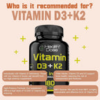 Health Dose Vitamina D3 10.000 UI + K2 (MK7), 180 cápsulas blandas