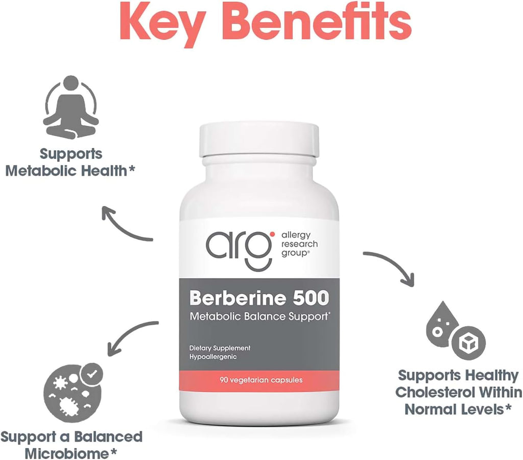 ARG Berberine 500 - 500 mg Berberina HCl - Apoyo Metabólico - 90 Cápsulas
