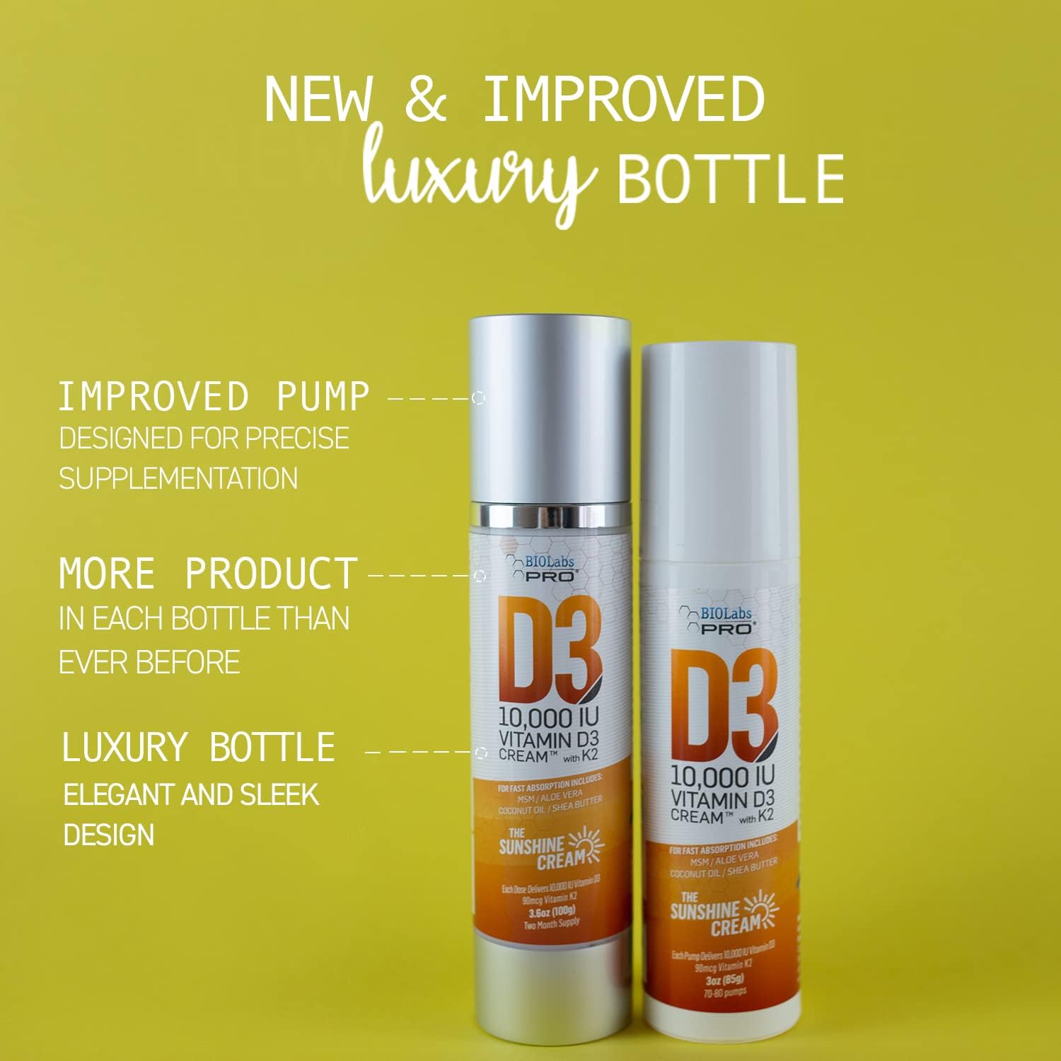 Crema de Vitamina D3 10000 UI con Vitamina K2 y Extracto de Hoja de Olivo - BioLabs PRO
