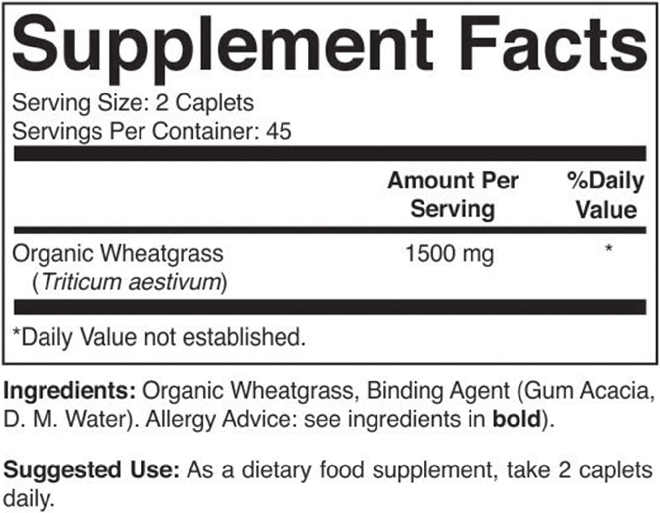 Hierba de Trigo Ecológica 1500mg, 45 Raciones, 90 Comprimidos Vegetarianos