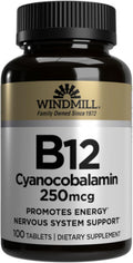 Vitamina B-12 250 mcg - 100 Comprimidos - Windmill