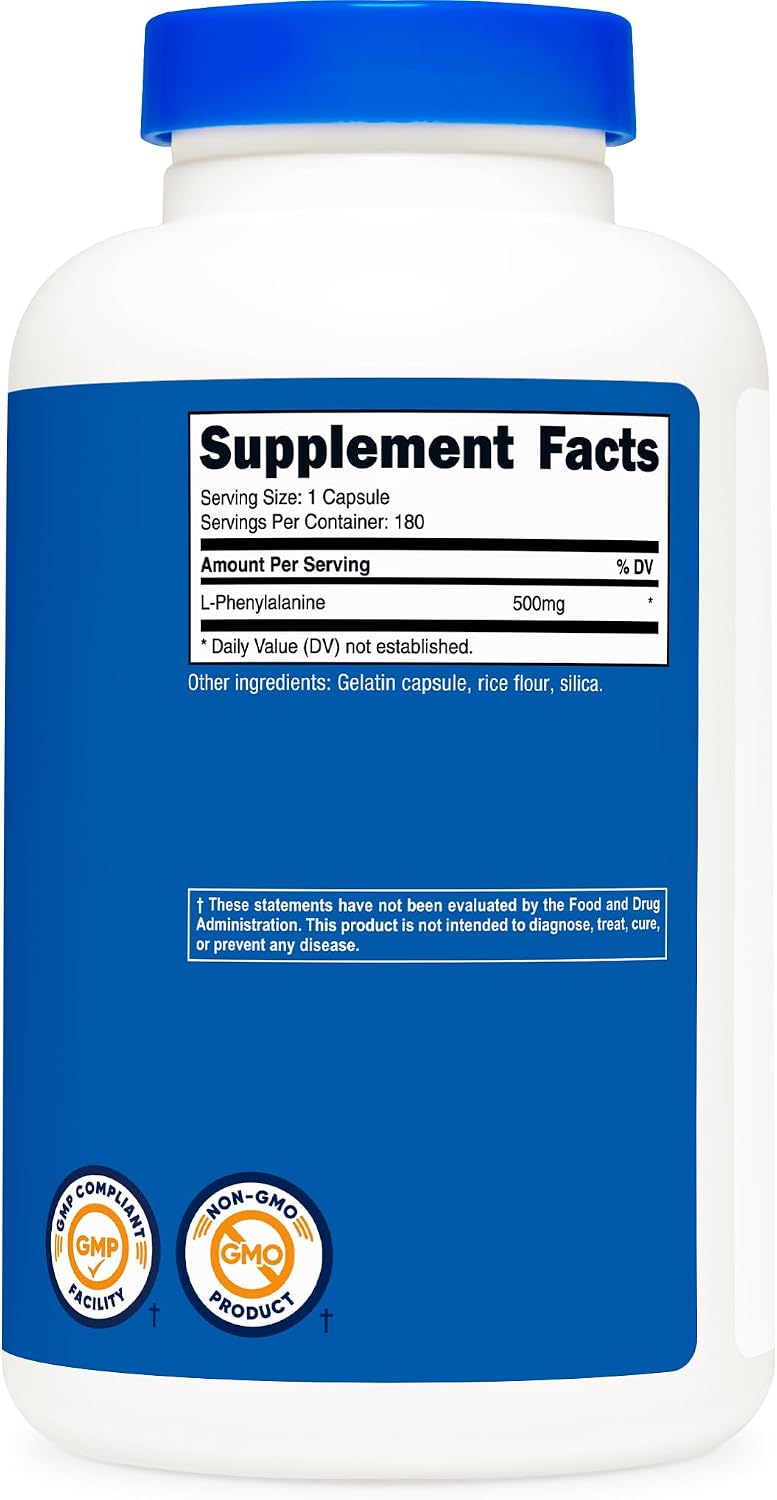 Nutricost L-Fenilalanina 500mg, 180 Cápsulas