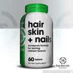 Top Secret Nutrition Cabello Piel + Uñas | 29 Vitaminas, Minerales y Fitonutrientes | Complejo de Colágeno, Biotina y Hesperidina | 60 Comprimidos
