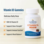 Nordic Naturals Vitamin D3 & Iron Gummies, Wild Berry Flavor - 120 Gummies - 1000 IU Vitamin D3, 1.4 mg Iron
