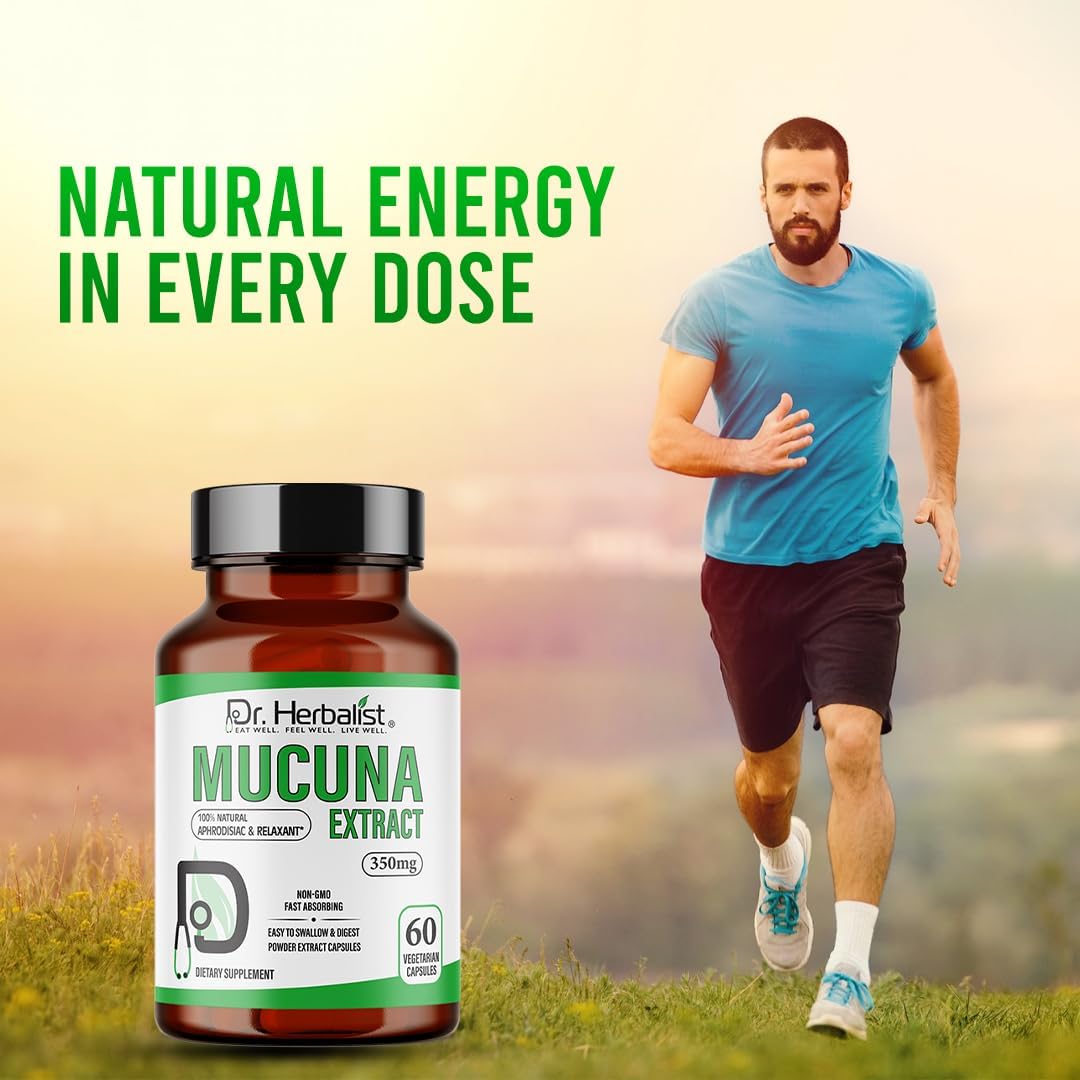 Dr. HERBALIST Extracto de Mucuna Pruriens 350mg - 60 Cápsulas Veganas | No Transgénico | Absorción Rápida