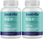 BESTVITE P-5-P 100mg (240 Cápsulas Vegetarianas) - Forma Coenzimada de Vitamina B6 - Vegano - Sin Gluten - No Transgénico