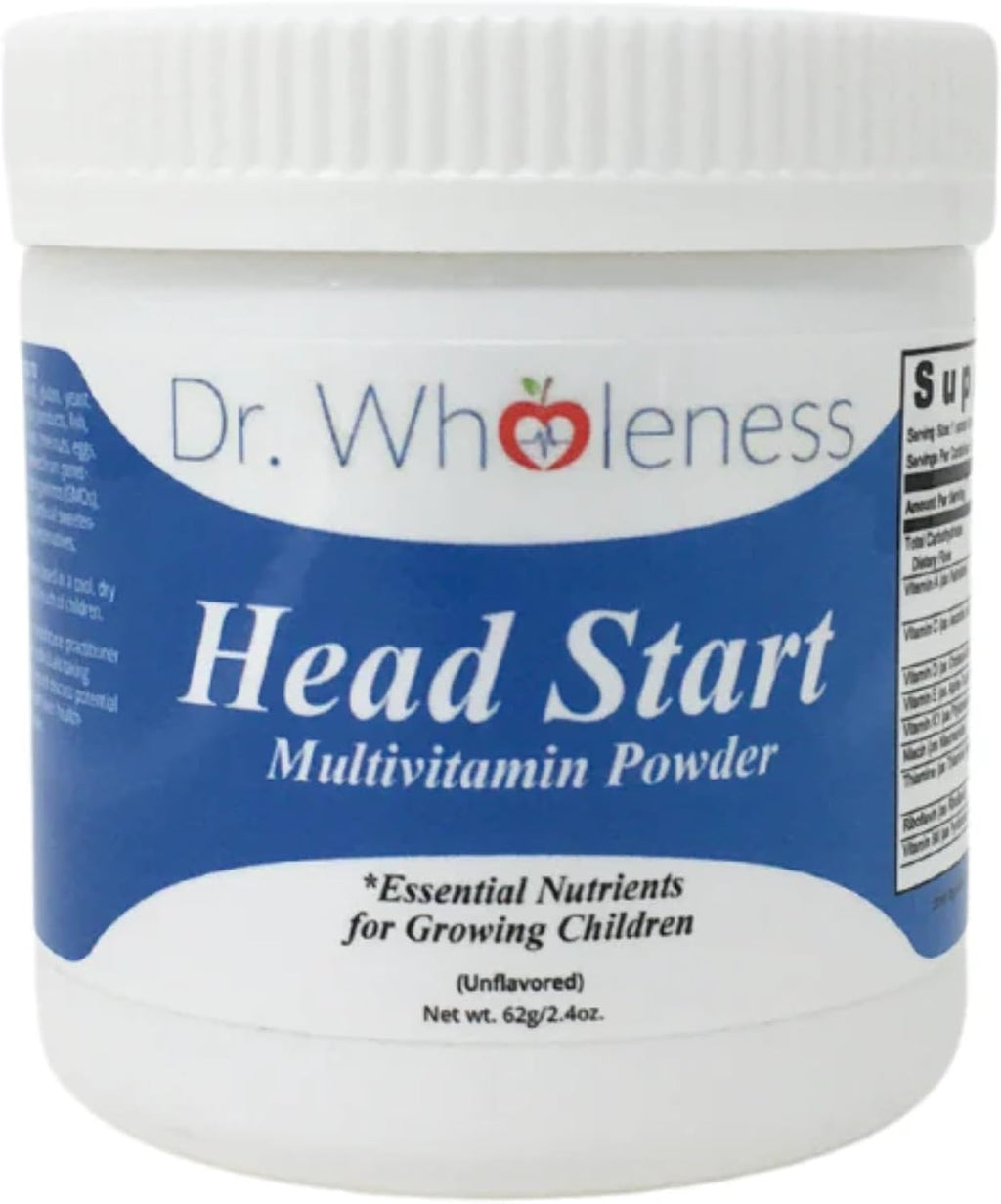 Dr. Wholeness Head Start Multivitamin Powder | Nutrientes esenciales para niños en crecimiento, vitaminas B metiladas, fácil de mezclar, sin sabores, edulcorantes ni conservantes | 60 dosis - 68 g