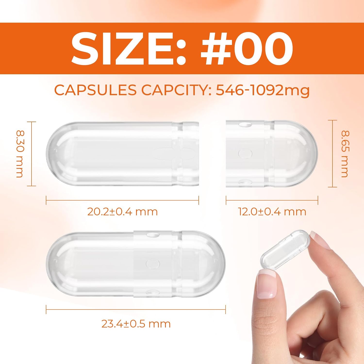 Cápsulas de Gelatina Vacías Tamaño 00 - 100 uds - Angtai JN