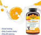 Country Life Cal-Snack - Comprimidos Masticables de Calcio y Magnesio con Vitamina D3, Sabor Naranja Vainilla