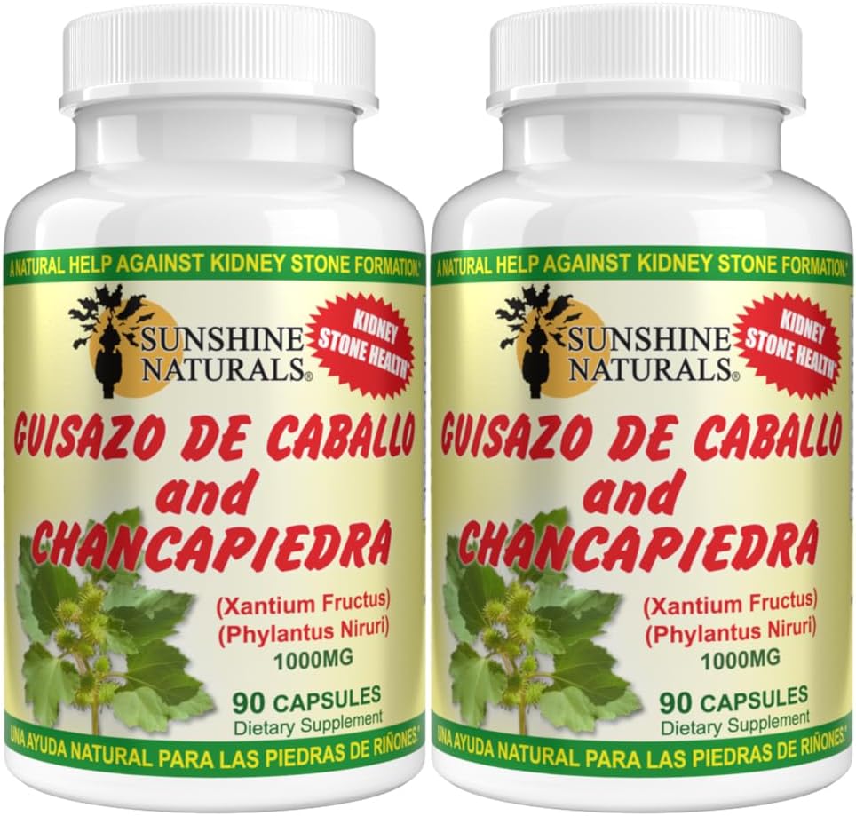 Sunshine Naturals Chanca Piedra con Guisazo de Caballo - 1000 mg - 180 Cápsulas (Pack de 2)